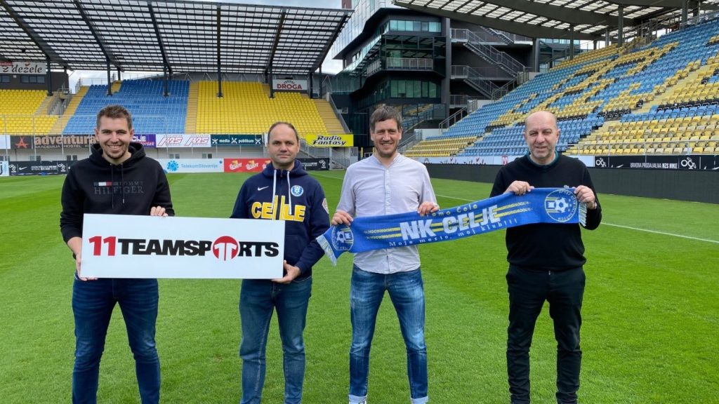 Foto v.l.n.r.: Marco Luttenberger (Einkauf/Vertrieb 11teamsports Steiermark), Direktor Zoran Podkoritnik (NK Celje), Dietmar Wieser (Geschäftsführer 11teamsports Österreich) und Thomas Luttenberger (Geschäftsführer 11teamsports Steiermark) (Foto: 11teamsports)